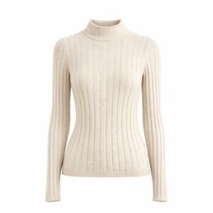 Madewell Ribbed Mock Neck Turtleneck Sweater Oatmeal Beige XS Long Slv Rib Knit